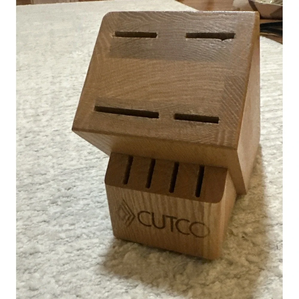 CUTCO 8 Slot Solid Wood Honey Oak Knife Block Holder Made in‎ USA Vtg